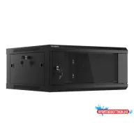 Lanberg WF01-6604-10B 19" 4U SZÉL:600mm MÉLY:600mm MAG:290mm lapraszerelt üvegajtós fekete fali rac