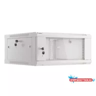 Lanberg WF01-6604-10S 19" 4U SZÉL:600mm MÉLY:600mm MAG:290mm lapraszerelt üvegajtós szürke fali rac