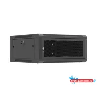   Lanberg WF01-6604-23B 19" 4U SZÉL:600mm MÉLY:600mm MAG:290mm lapraszerelt hálós fémajtós fekete fali rack szekrény