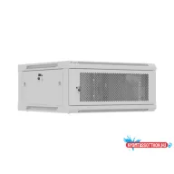   Lanberg WF01-6604-23S 19" 4U SZÉL:600mm MÉLY:600mm MAG:290mm lapraszerelt hálós fémajtós szürke fali rack szekrény