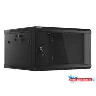 Lanberg WF01-6606-10B 19" 6U SZÉL:600mm MÉLY:600mm MAG:379mm lapraszerelt üvegajtós fekete fali rac
