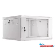 Lanberg WF01-6606-10S 19" 6U SZÉL:600mm MÉLY:600mm MAG:379mm lapraszerelt üvegajtós szürke fali rac