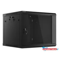 Lanberg WF01-6609-10B 19" 9U SZÉL:600mm MÉLY:600mm MAG:512mm lapraszerelt üvegajtós fekete fali rac
