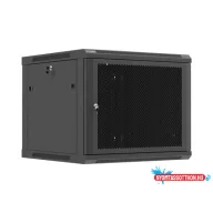   Lanberg WF01-6609-23B 19" 9U SZÉL:600mm MÉLY:600mm MAG:512mm lapraszerelt hálós fémajtós fekete fali rack szekrény