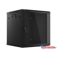Lanberg WF01-6612-10B 19" 12U SZÉL:600mm MÉLY:600mm MAG:640mm lapraszerelt üvegajtós fekete fali ra