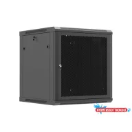   Lanberg WF01-6612-23B 19" 12U SZÉL:600mm MÉLY:600mm MAG:646mm lapraszerelt hálós fémajtós fekete fali rack szekrény