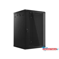Lanberg WF01-6618-10B 19" 18U SZÉL:600mm MÉLY:600mm MAG:907mm lapraszerelt üvegajtós fekete fali ra