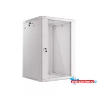 Lanberg WF01-6618-10S 19" 18U SZÉL:600mm MÉLY:600mm MAG:907mm lapraszerelt üvegajtós szürke fali ra