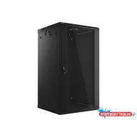 Lanberg WF01-6622-10B 19" 22U SZÉL:600mm MÉLY:600mm MAG:1085mm lapraszerelt üvegajtós fekete fali r