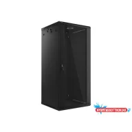 Lanberg WF01-6627-10B 19" 27U SZÉL:600mm MÉLY:600mm MAG:1307mm lapraszerelt üvegajtós fekete fali r