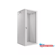 Lanberg WF01-6627-10S 19" 27U SZÉL:600mm MÉLY:600mm MAG:1307mm lapraszerelt üvegajtós szürke fali r