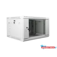 Lanberg WF02-6606-10S 19" 6U SZÉL:600mm MÉLY:600mm MAG:374mm lapraszerelt üvegajtós szürke kétrésze