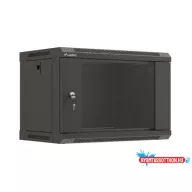 Lanberg WF03-5306-10B 19" 6U SZÉL:540mm MÉLY:350mm MAG:370mm lapraszerelt üvegajtós fekete fali rac