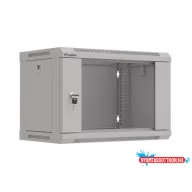 Lanberg WF03-5306-10S 19" 6U SZÉL:540mm MÉLY:350mm MAG:370mm lapraszerelt üvegajtós szürke fali rac