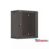   Lanberg WF03-5312-10B 19" 12U SZÉL:540mm MÉLY:350mm MAG:635mm lapraszerelt üvegajtós fekete fali rack szekrény