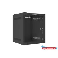 Lanberg WF10-2306-10B 10" 6U SZÉL:280mm MÉLY:310mm MAG:336mm lapraszerelt üvegajtós fekete fali rac