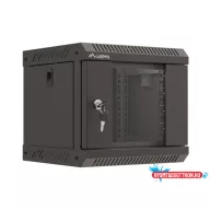   Lanberg WF11-3304-10B 10" 4U SZÉL:300mm MÉLY:300mm MAG:281mm lapraszerelt üvegajtós fekete fali rack szekrény