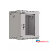   Lanberg WF11-3306-10S 10" 6U SZÉL:300mm MÉLY:300mm MAG:370mm lapraszerelt üvegajtós szürke fali rack szekrény