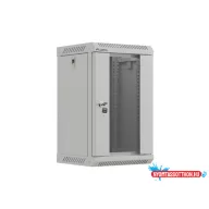   Lanberg WF11-3309-10S 10" 9U SZÉL:300mm MÉLY:300mm MAG:503mm lapraszerelt üvegajtós szürke fali rack szekrény