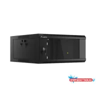Lanberg WFFA-5604-10B 19" 4U SZÉL:570mm MÉLY:600mm MAG:277mm lapraszerelt üvegajtós fekete fali rac
