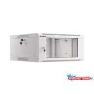 Lanberg WFFA-5604-10S 19" 4U SZÉL:570mm MÉLY:600mm MAG:277mm lapraszerelt üvegajtós szürke fali rac