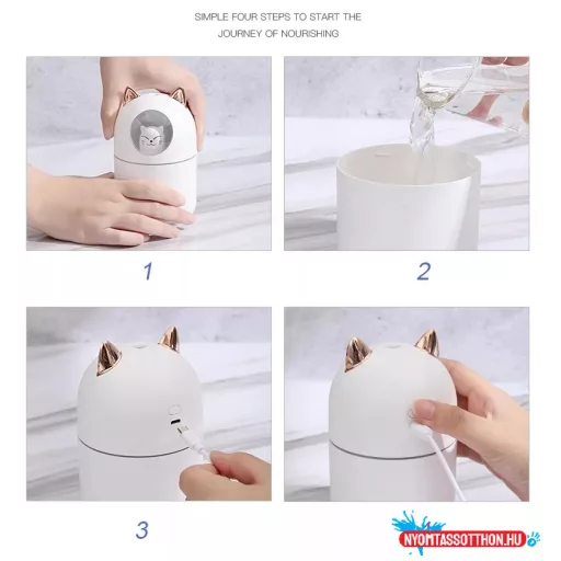 Hordozható cicás párásító hangulatfénnyel