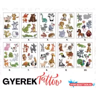 Gyerek tetoválás matrica - állatok (többféle)
