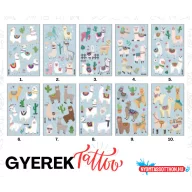 Gyerek tetoválás matrica - alpaka (többféle)
