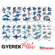 Gyerek tetoválás matrica - cápa (többféle)