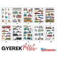 Gyerek tetoválás matrica - jármű (többféle)