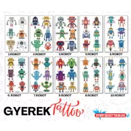 Gyerek tetoválás matrica - robot (többféle)