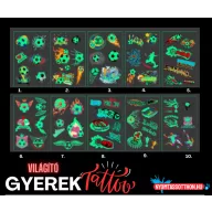 Világító gyerek tetoválás matrica - foci (többféle)