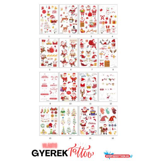 Világító gyerek tetoválás matrica - Karácsony (többféle)