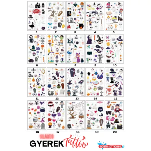 Világító gyerek tetoválás matrica - rémek (többféle)