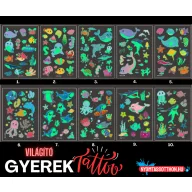   Világító gyerek tetoválás matrica - tengeri élővilág (többféle)