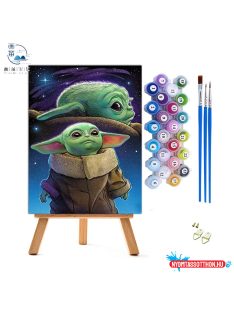   Számos kifestő, 40x50cm, keret nélkül - BabyYoda hátizsák