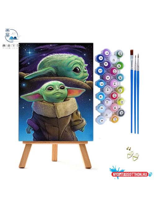 Számos kifestő, 40x50cm, keret nélkül - BabyYoda hátizsák