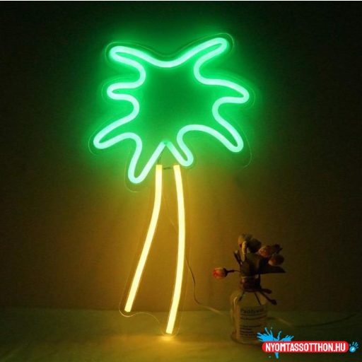 Fali LED-es neon világítás (dőlt pálma, két színű) x