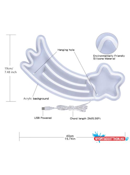 Fali LED-es neon világítás (hullócsillag)