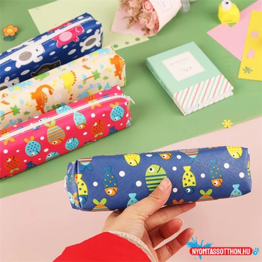 Halacska mintás egyterű tolltartó - különféle