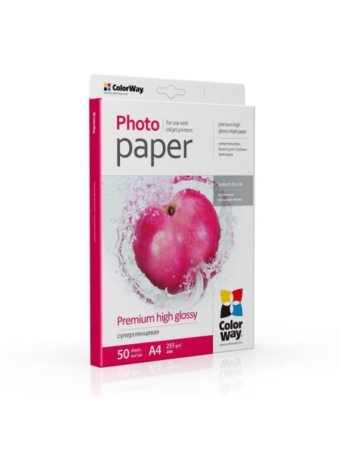 Fotópapír ColorWay prémium fényes 255 g / m², A4, 50 lap (PSG2550504R)