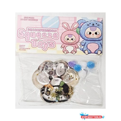 Stressz tappancs 6x6cm-es, pom-pommal, többféle változat  Kutyás Cicás 